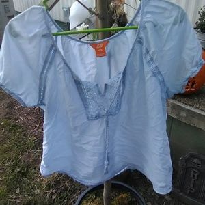 Lightweight Baby blue Peasant Top